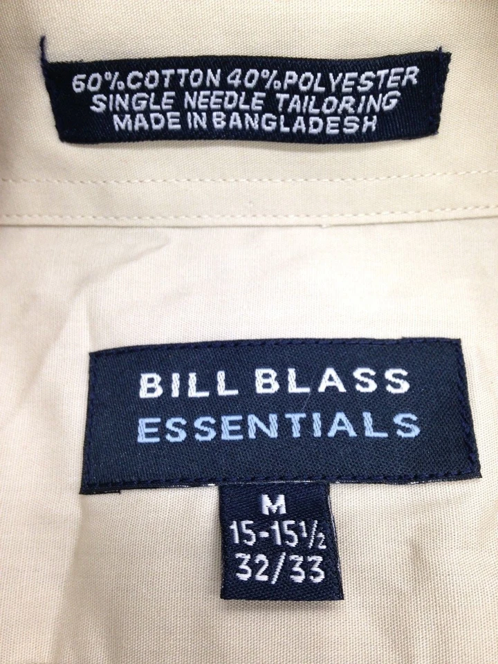 $94 Bill Blass Hombres Ajuste Regular Beige Manga Larga Vestido Camisa Talla 15-15.5 32/33 Foto 2 de 4