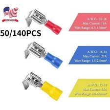 22-16/16-14/12-10 AWG Semi-Insulated Piggy Back Spade Quick Splice 50/140PCS