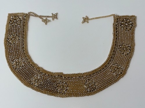 Vintage 20er Jahre Kunstperlen Glasperlen Strass Halsband Halsband Halskette Satinierter Rücken B