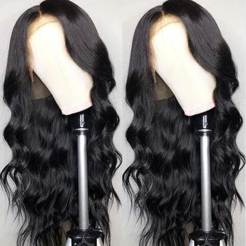 Peluca frontal de encaje marrón negro 13x4 peluca de cabello humano onda corporal 130 % densidad 20 pulgadas - Imagen 1 de 19