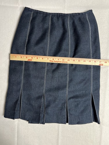 Nipon Boutique Petite Flare A-Line Skirt Pleated Womens Size 2P Blue Stripe - Picture 5 of 8