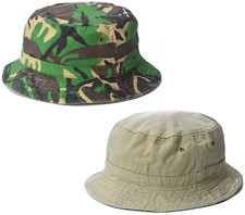 Mens Camouflage Bucket Hat 100% Cotton Reversible Bush Hat Sun Cap Fishing Hat