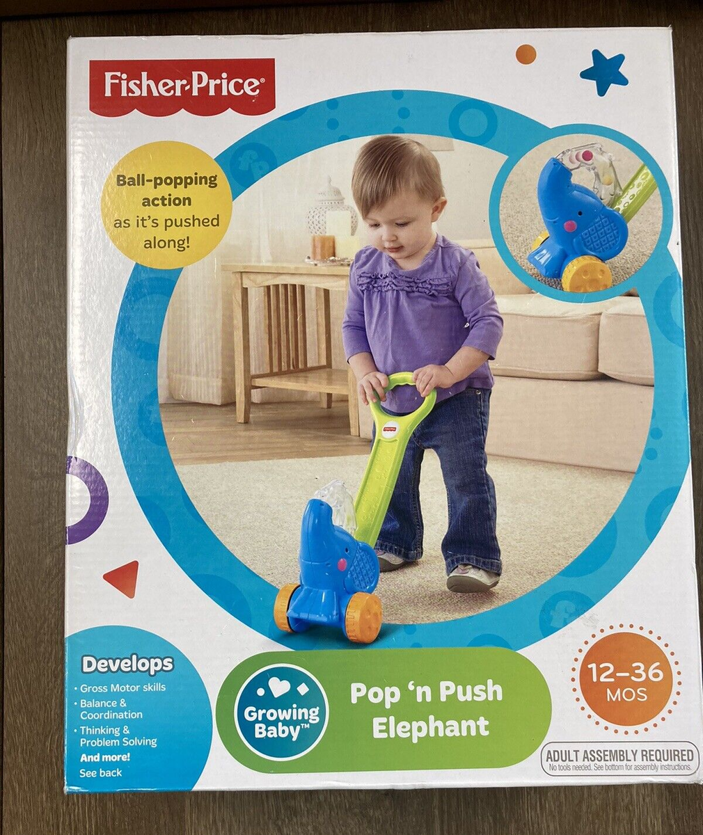 Pop 'n Push Elephant FISHER PRICE Growing Baby 12-36 Months