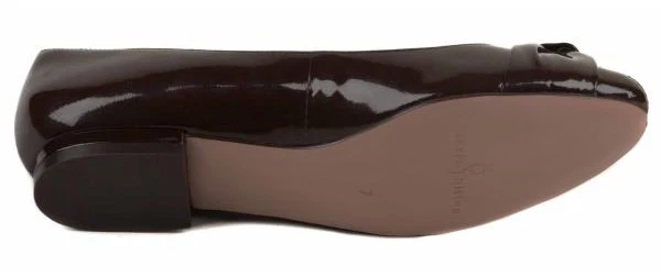 Nuevo PARIS HILTON Mujer Brn Charol Arco Punta abierta Sandalia Plana Zapato Talla 7 M Foto 3 de 3