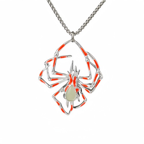 Halloween Creative Stereo Luminous Spider Necklace Jewerly Glowing Night Fluores - Picture 6 of 10