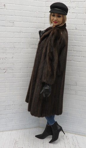 ladies RICH DARK real MAHOGANY BROWN female ranch MINK FUR COAT! pristine MD - Picture 5 of 7