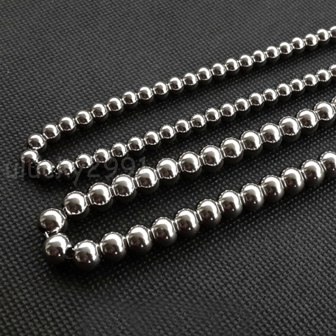 4mm-10mm Stainless Steel Soild Round Beads Ball Chain Necklace  12inch-36inch New