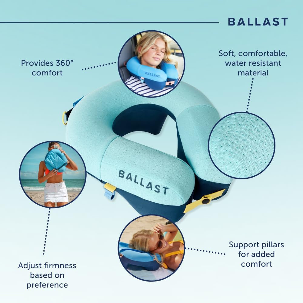 Travel Pillow PRO – Neck Pillow for Airplane, Compact Travel Pillow for Beach &