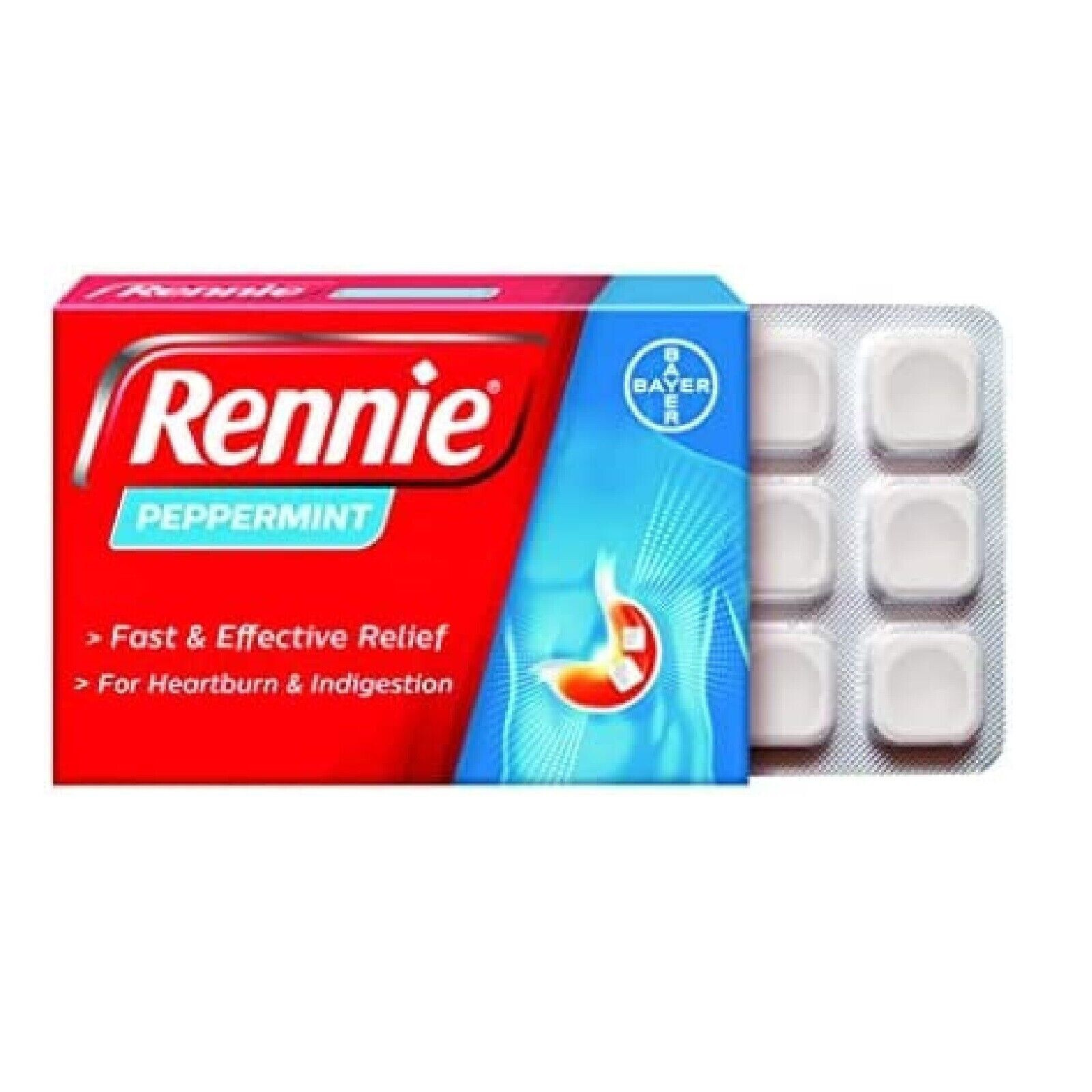 Rennie Antacids Peppermint Flavour Heartburn Relief Acid Reflux 72