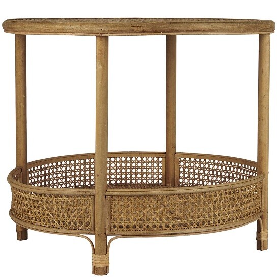 Rund Rattan Tisch Groß Mit 1 Regal Von Ib Laursen-image