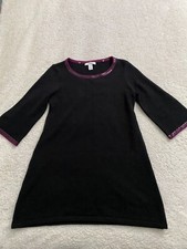 Style&co. Women Half Sleeve Sequin Sweater Dress Black Petite Size PM