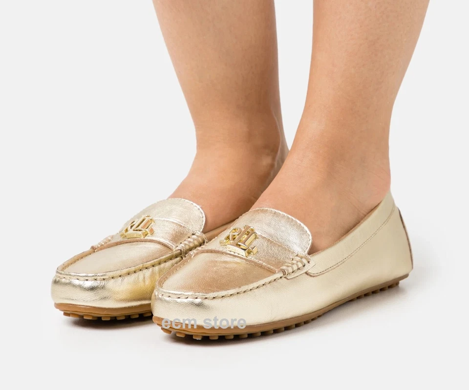Lauren Ralph Lauren BARNSBURY METALLIC LOAFER doré Mocassins Taille 36 chaussure - Photo 3/3