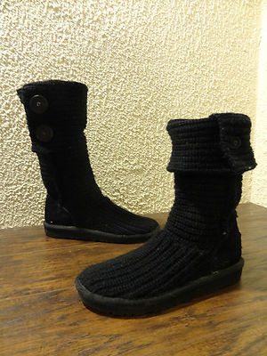 UGG Australia Classic Cardy 5649 Women sz 3 Black Knit Suede