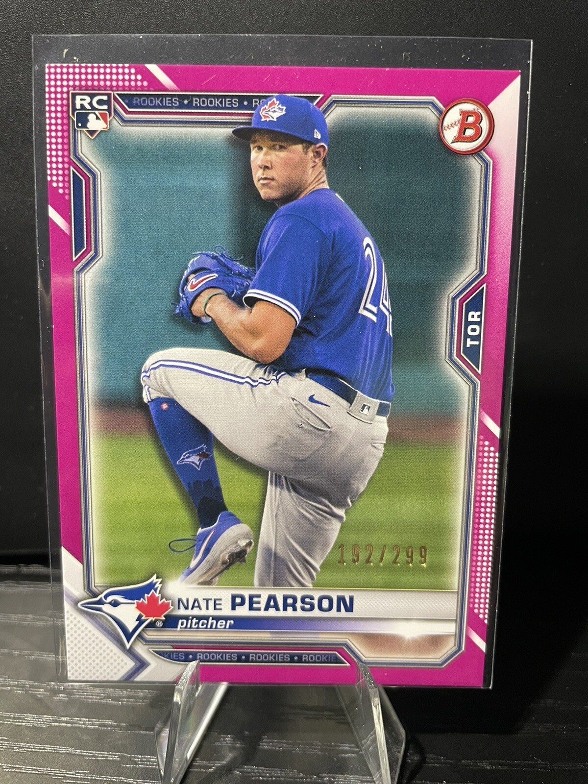 2021 BOWMAN NATE PEARSON RC PINK FUCHSIA BORDER PARALLEL 192/299