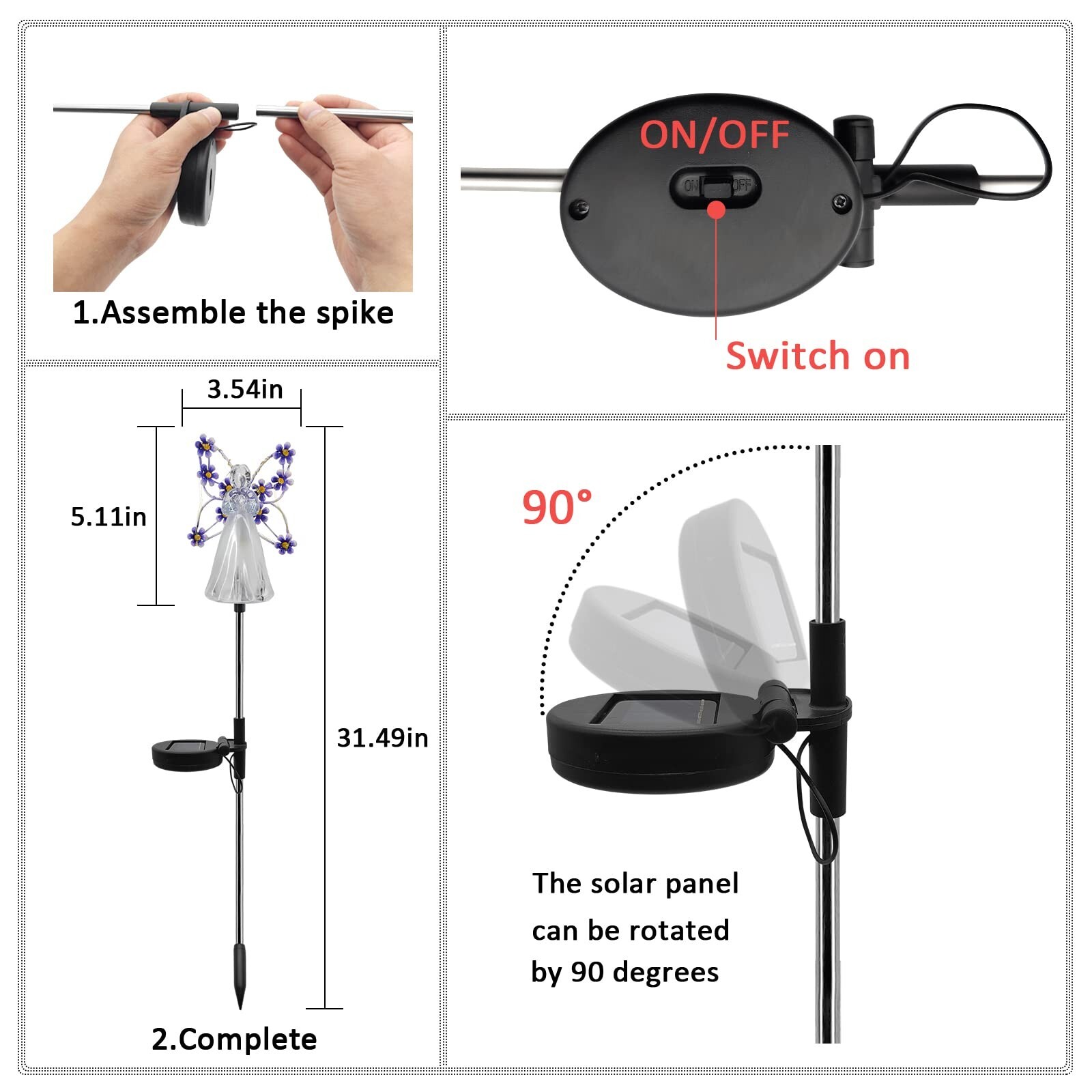 Solar Garden Lights, LED Angel Solar Landscape Decorative Lights, Outdoor Wat...