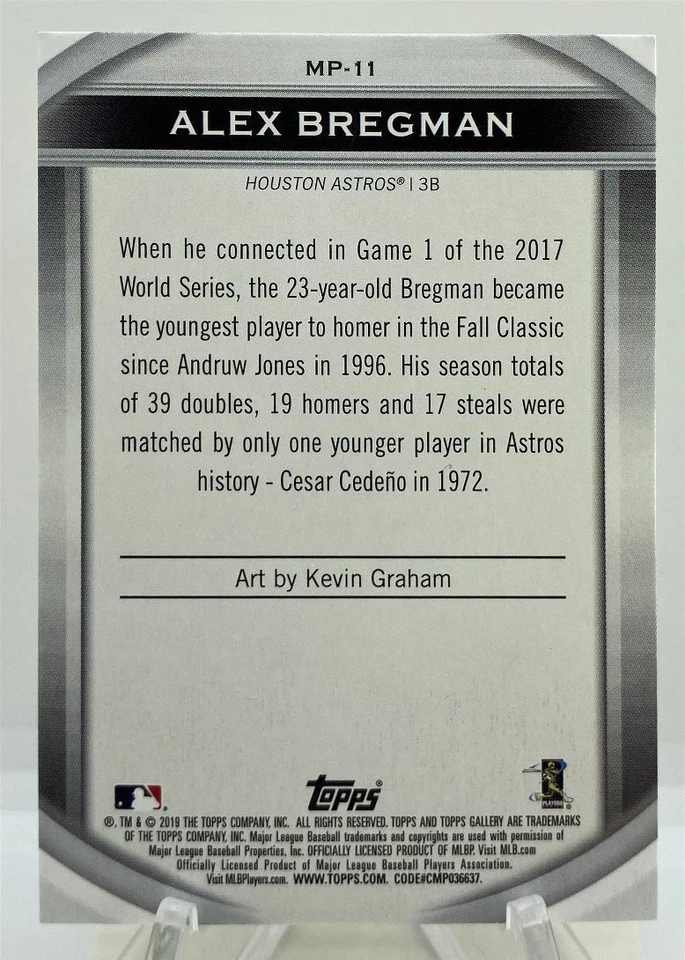 2019 Topps Gallery Masterpiece Alex Bregman Houston Astros #MP-11 - Image 2 of 2