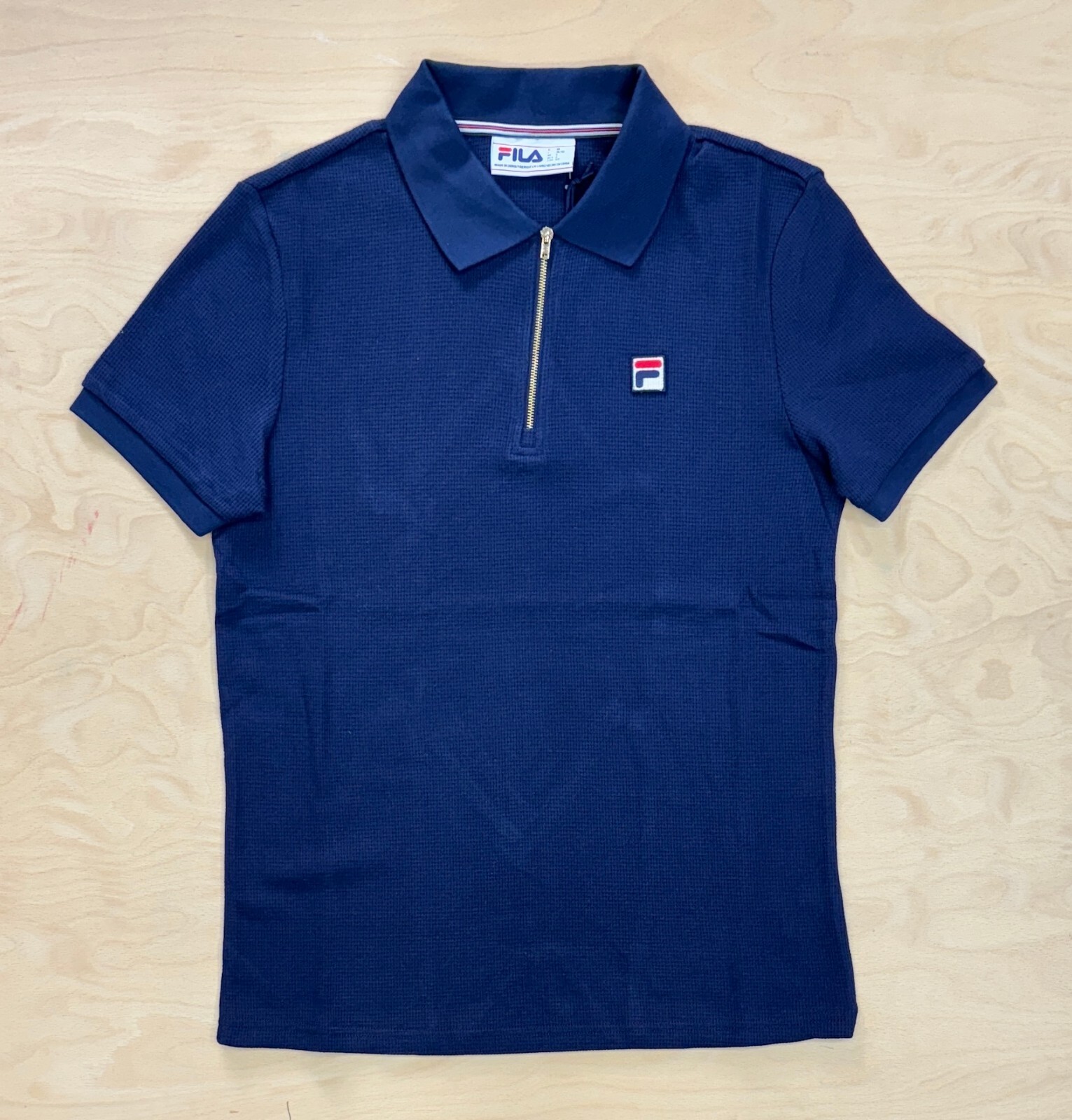 Polo Fila vintage uomo Benjamin micro waffle logo F blu navy estiva