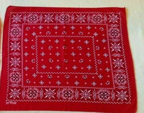Vintage Bandana 1950s ELEPHANT TRUNK UP Red Workwear Cowboy Westrn Headscarf 2a - 第 1/6 張圖片