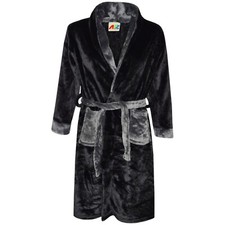 Peignoir Pour Enfants Garçons Filles Uni Noir Vêtement De Nuit 2-13 Ans