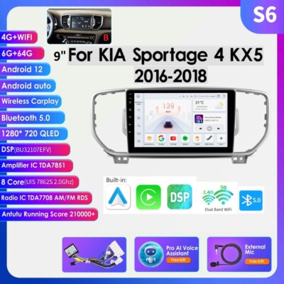 6+64GB Carplay For 16-18 KIA Sportage KX5 Android 13 Stereo Radio GPS Navi 8Core