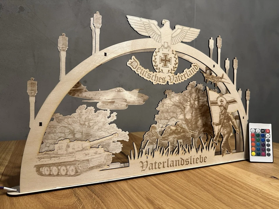 Lichterbogen LED USB Schwibbogen Deutschland Weihnachten Holz Vaterlandsliebe - Bild 2 von 4