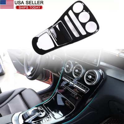 Black ABS Central Console Gear Panel Cover For Benz C GLC Class W205 X253 15-18