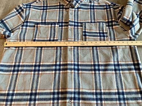 NovaMen Plaid Button Down Long Sleeve Shirt XXL Fall Jacket Gray Blue Shacket - Picture 3 of 7