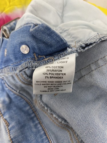 Enjean Denim Collection Light Wash Blue Jean Distressed Overall Shorts Junior S - Picture 8 of 14