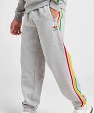 ADIDAS ORIGINALS 3-STRIPES RASTA GREY JOGGERS SIZE UK LARGE LAST ONE RARE