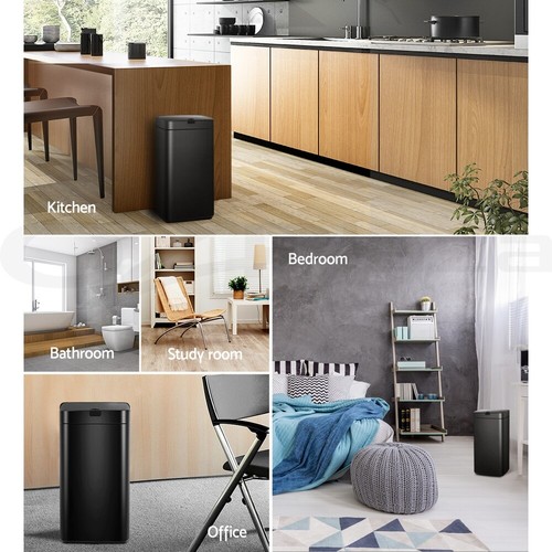 Devanti 45L Motion Sensor Bin Rubbish Automatic Trash Can Kitchen Black - Picture 10 of 11
