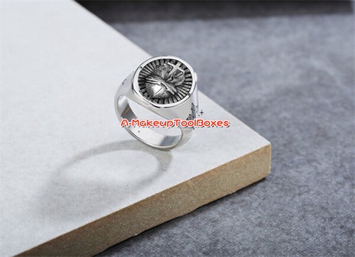 Men's Stainless Steel Cross Sacred Heart Of Jesus Christ Finger Ring 7-13# J554 - Picture 6 of 9