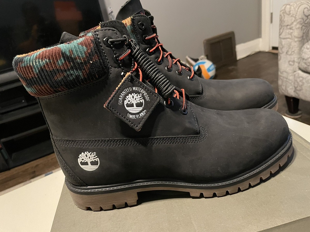 Timberland Heritage 6 Inch Premium Waterproof Boots Black Camo Men's Size 11.5