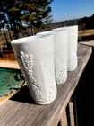 3 Vintage Indiana Drinking Glasses Harvest Grape Tumblers 6" Milk White 12 Ounce