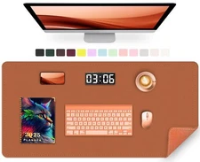 Large Desk Mat 35.4" x 17" PU Leather Desk Pad Protector Non-Slip Large Mouse...
