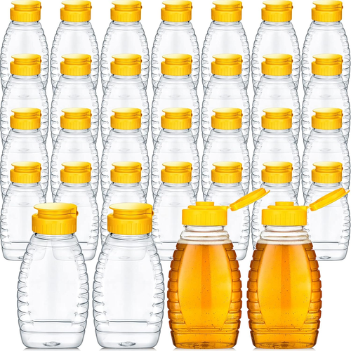 Eccliy 32 Pcs 8.8 Oz Clear Plastic Honey Jar Empty Honey Bottles with Caps - Picture 9 of 12