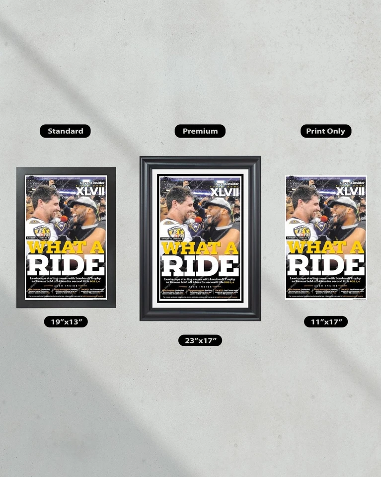 Baltimore Ravens Super Bowl 2013 enmarcado periódico impresión de portada Ray Lewis y Foto 2 de 2