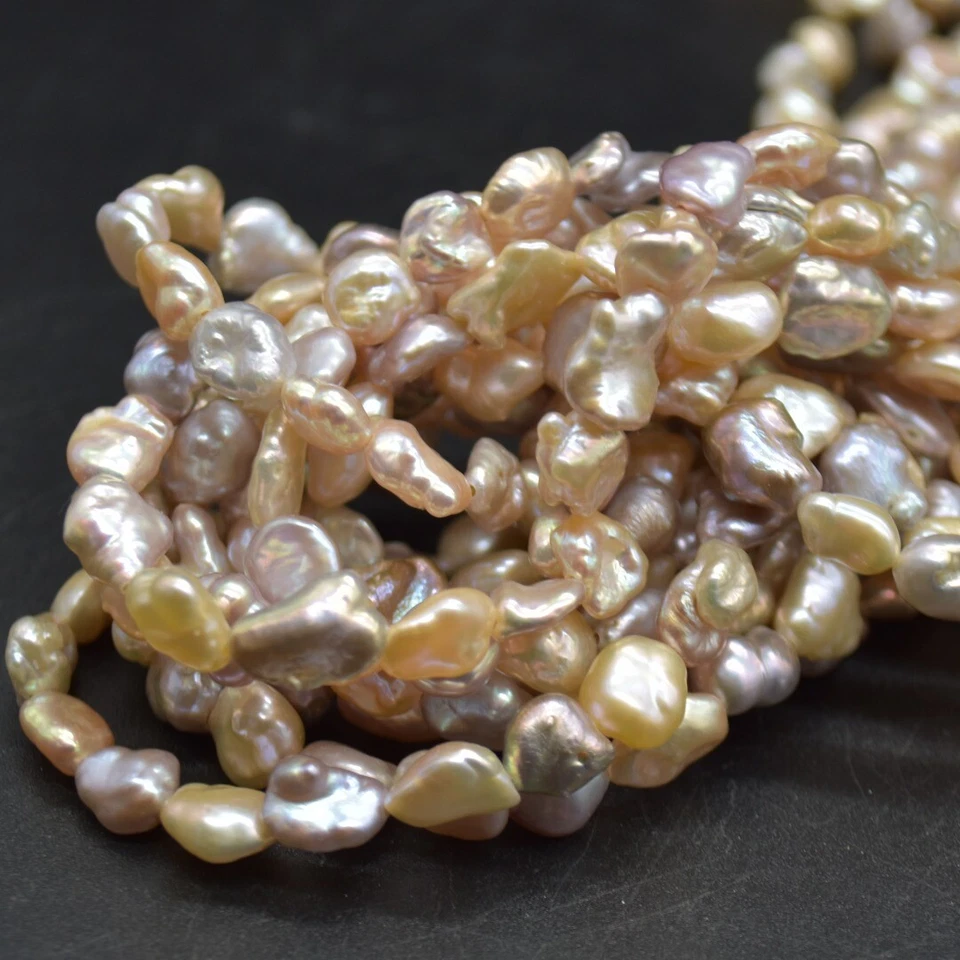 Freshwater Biwa Souffle Pearls- Mixed or Peach Pink - 3 Options, for Jewellery - Image 2 of 4