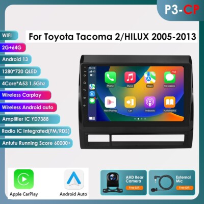 For 2005-2013 TOYOTA TACOMA/HILUX WiFi AndroidAuto CarPlay GPS Car Radio  2+64GB