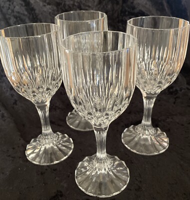 Set 4 Wine Crystal Wine Glasses 6 1/2Long Ribbed Stem Honeycomb Type  Pattern | eBay