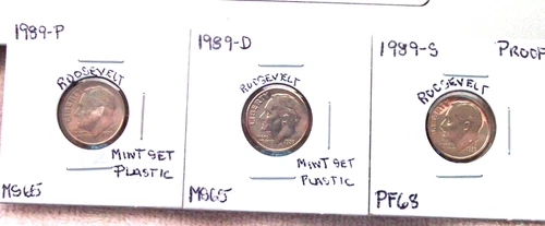 1989-P MINT STATE /1989-D MINT STATE / 1989-S HIGH END PROOF ROOSEVELT DIMES