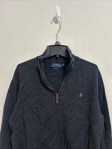 Polo Ralph Lauren Pullover Herren Medium anthrazit Pima Baumwolle 1/4 Zip grau Pulli - Bild 2 von 10