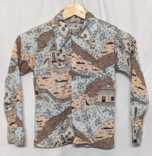 Vintage 1960s/1970s Children's Western Shirt Polyester Size S Horse/Flowers