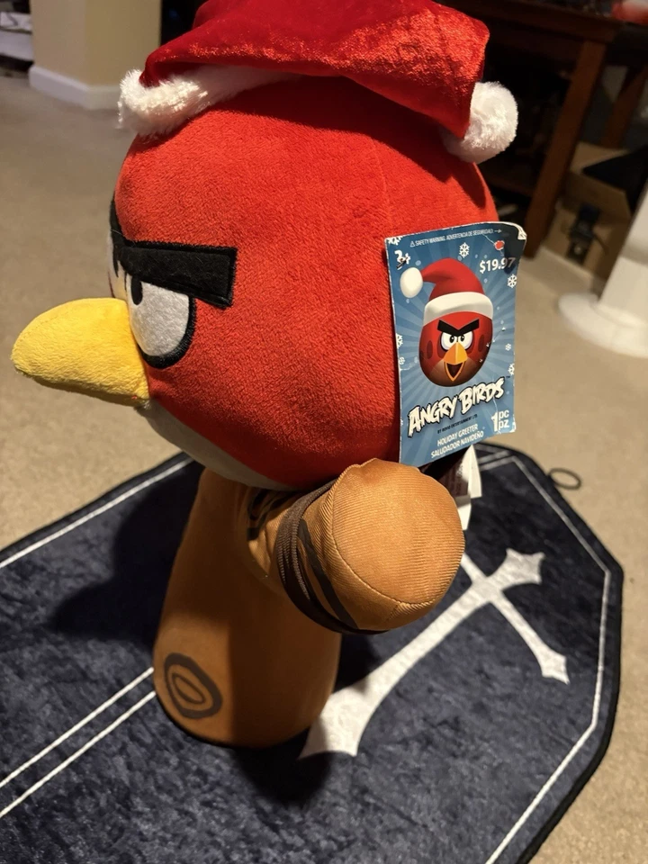 Gemmy Industries Rovio Angry Birds Red with Santa Hat Slingshot 2014 Rare w tags - Image 3 of 4