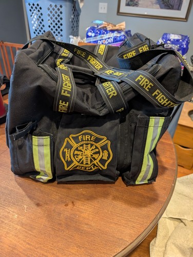 Firefighter Gear Bag Duffle Large Reflective Lightning X Straps Fire Dept EUC