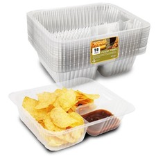 100 PC Nacho Trays Disposable, 22oz Plastic Nacho Containers with Chip and Di...