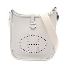 HERMES Evelyne Amazon TPM Shoulder Bag Taurillon Clemence White Silver #RC823