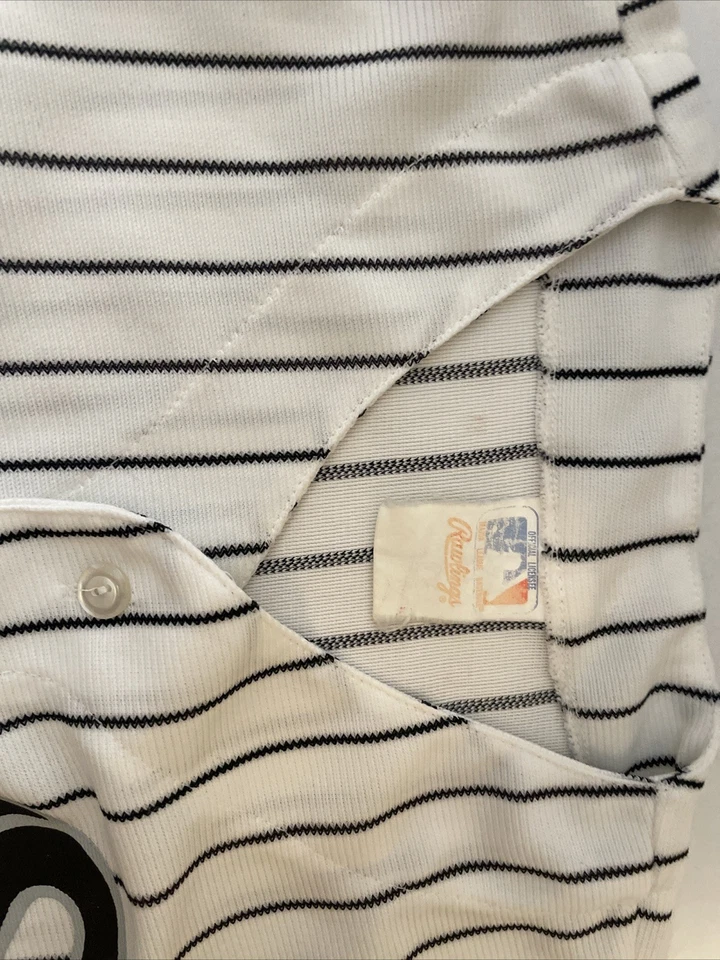 Винтажная футболка Chicago White Sox Jersey L Rawlings с белыми булавками и полосками на пуговицах - Изображение 2 из 4