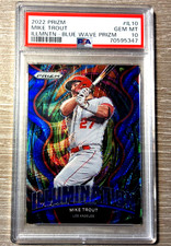 2022 Panini Prizm - Illumination Mike Trout #IL-10 Blue Wave Prizm /60 PSA 10