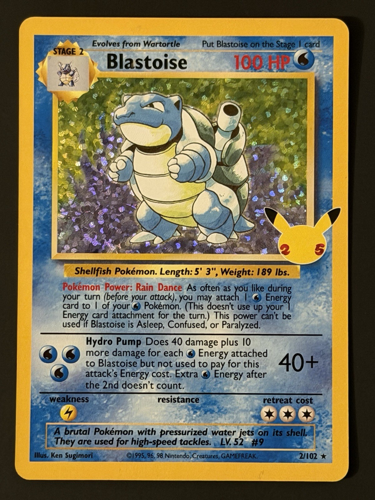 Blastoise 2/102 Celebrations: Classic Collection Holo Pokemon TCG NM See Pics