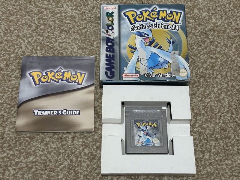 Pokemon Silver Nintendo Game Boy Color GBC Near Complete Boxed UK Dry Battery!